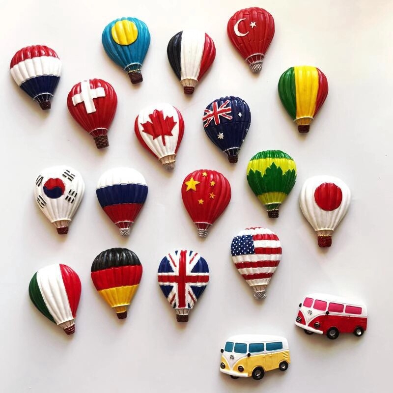 冰箱貼國旗熱氣球法國美國日本球紀念品冰箱磁鐵