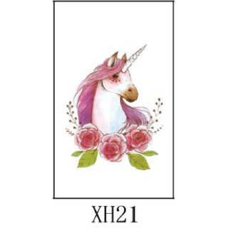 XH 21 卡通 獨角獸 紋身貼紙 化裝舞會 表演造型 紋身貼紙 能貼在 口罩皮膚陶器金屬玻璃