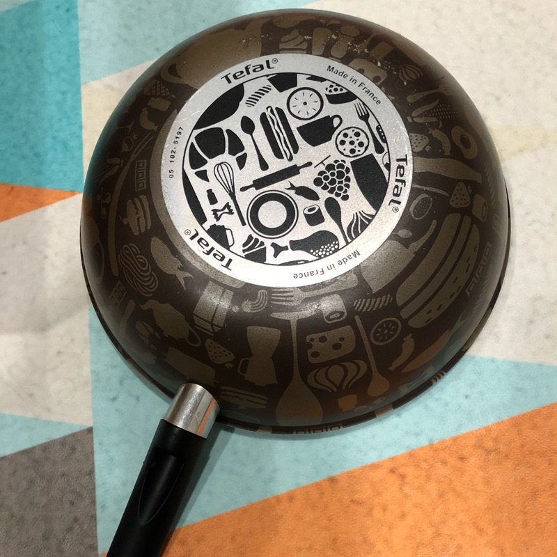 🥘八成新免運🥘【Tefal法國特福】米洛彩繪咖啡系列28CM不沾小炒鍋(加蓋)