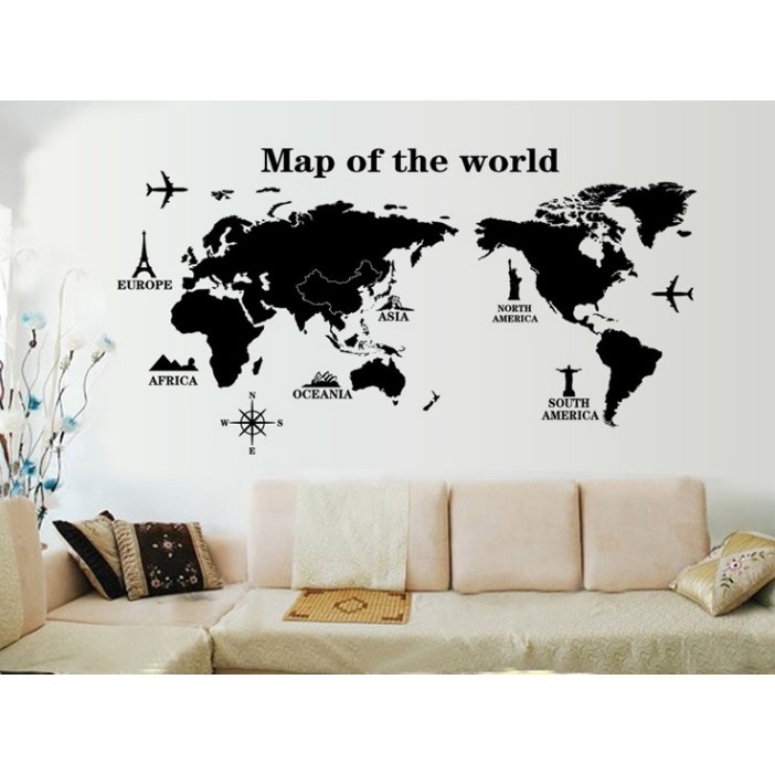 ♦️RRui 世界地圖(黑) 壁貼佈置 現貨 牆貼 裝飾美化
