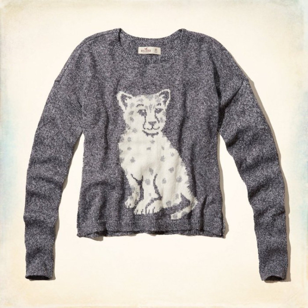 Hollister Snow Leopard Intarsia Sweater 女海鷗 動物針織 毛衣 現貨M號