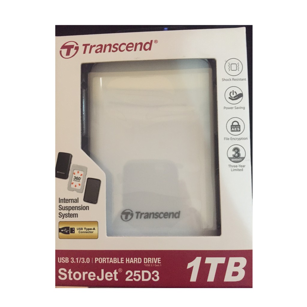 創見 StoreJet 25D3 白 1T 1TB USB3.0 行動硬碟