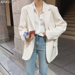 ARXO 西裝外套女 白色小西裝外套女韓版英倫風2021春秋新款小個子百搭西服套裝上衣
