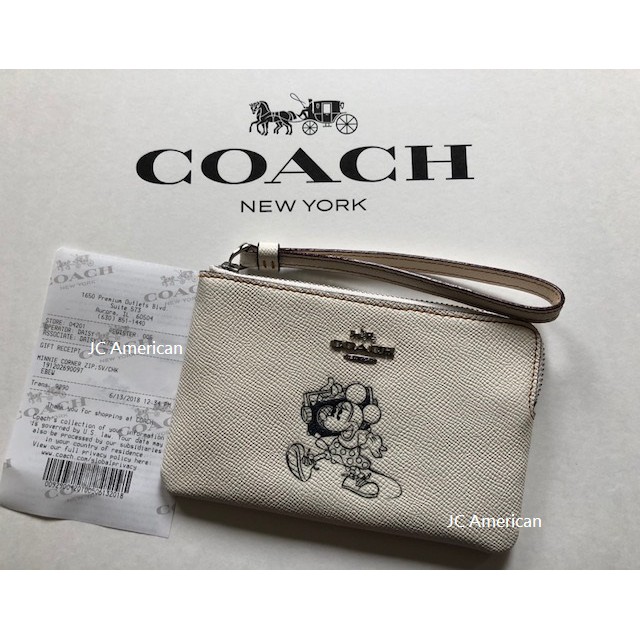 【美國JC】COACH 30004 ~似58032 Disney 迪士尼系列 白色米妮 防刮皮革 小手拿包 ~現貨+紙袋