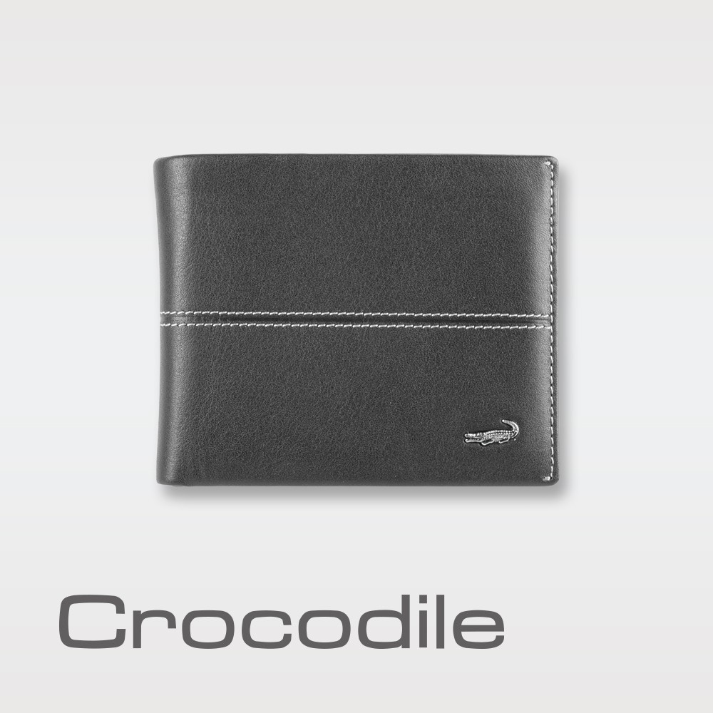 Crocodile 鱷魚皮件 男皮夾 短夾 真皮 素面軟皮 子夾款 Classic經典系列 0203-36031