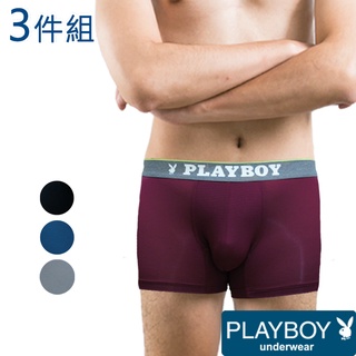 【PLAYBOY】男內褲 柔順彈性線條平口褲(3件組)-PNT017