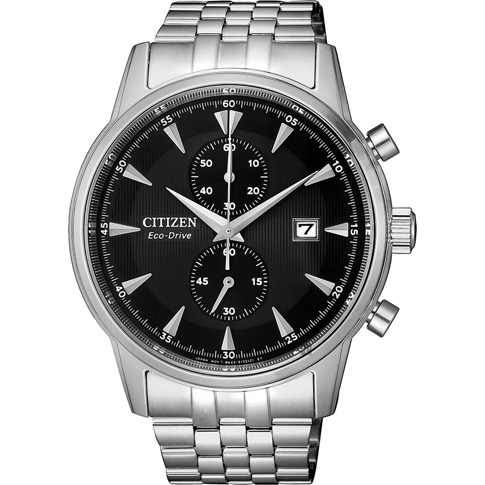 CITIZEN 星辰 光動能紳士計時手錶-黑x銀/42.5mm CA7001-87E