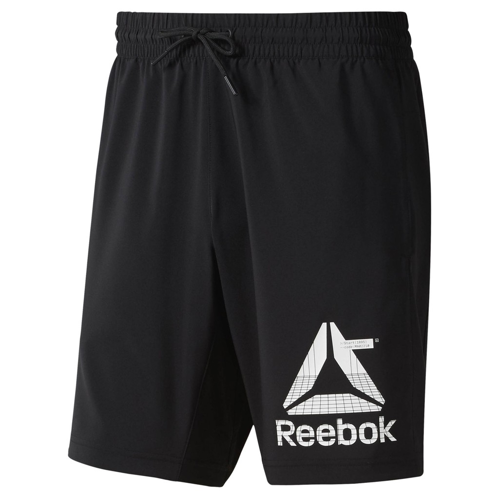 REEBOK LOGO 運動短褲 短褲 經典 潮流 休閒短褲 運動下著 健身 訓練 聚酯纖維 黑色 DP6155