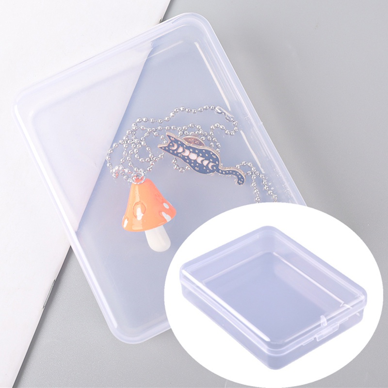 1pc 迷你多功能矩形塑料收納盒便攜式展示透明珠寶盒防水小物件收納盒