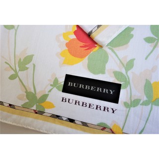 日本製 BURBERRY 經典格紋 春天花卉 帕巾 領巾 made in japan