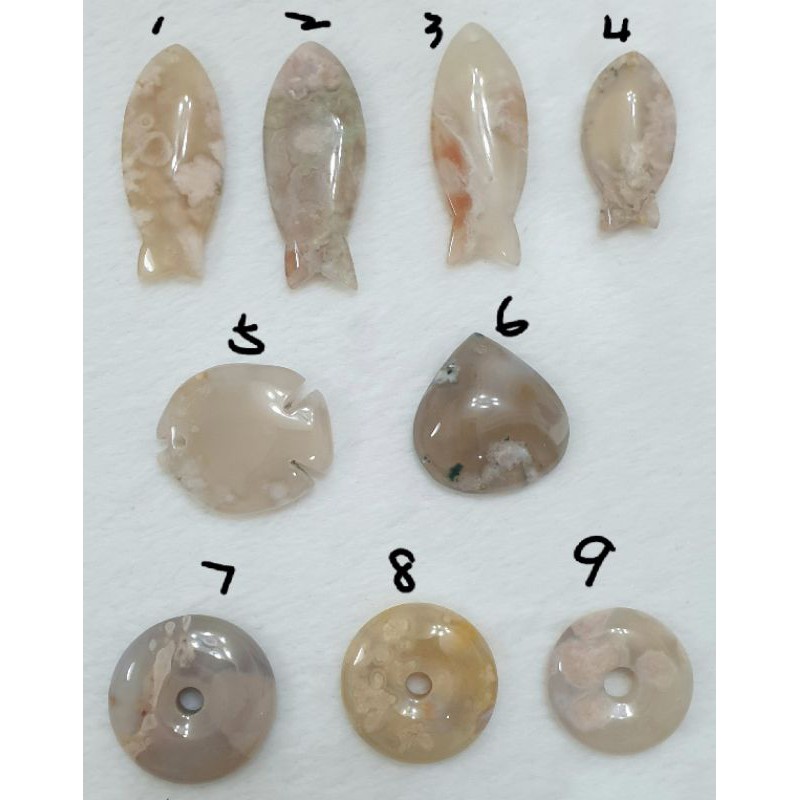 Kimiの瑪瑙窩G29  一物一圖菜園綠水中花帝王魚型紫綠硃砂水滴檸檬黃粉花櫻花瑪瑙吊墜