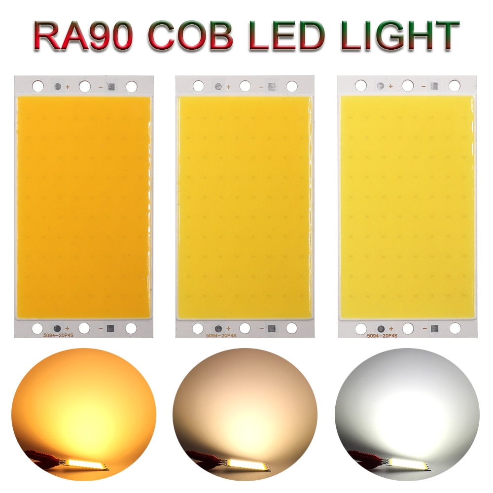 94x50mm RA 90 CRI LED 燈板 COB 燈板 12V 20W 用於檯燈工作燈視頻照明 DIY 3000