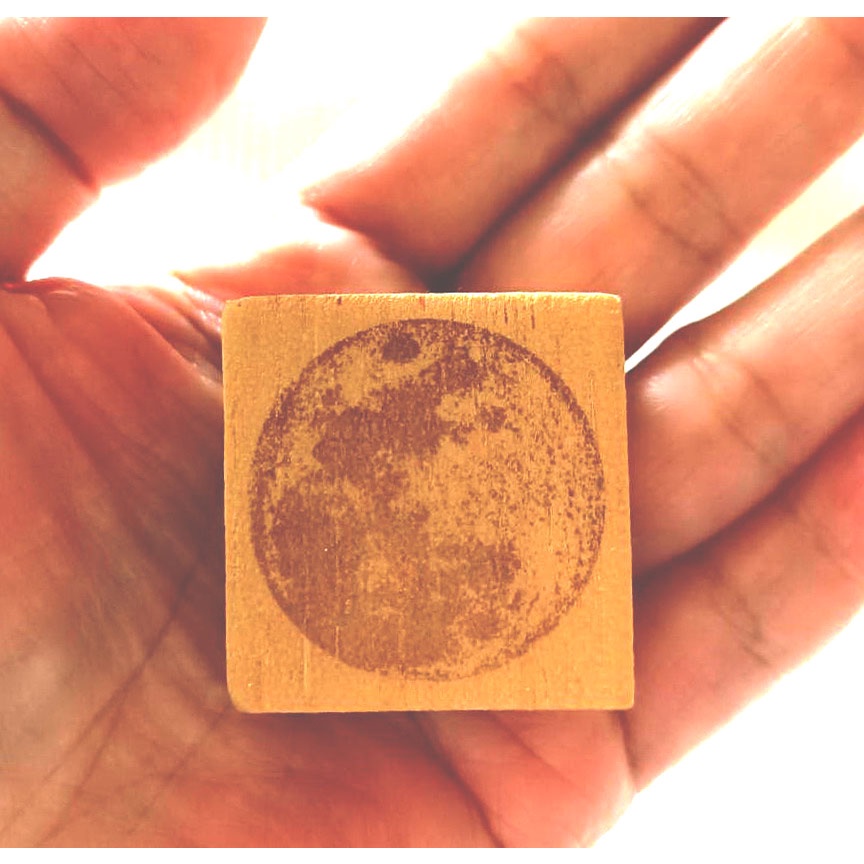 🎀布妹工作室🎀 二手 出清 小玉 小型 月亮 月球 印章 木頭印章 手帳印章 木製印章 文具 裝飾印章 小月亮 小月球