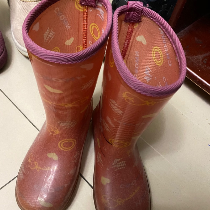 雨鞋 女童鞋 19號 粉紅色 塑膠鞋