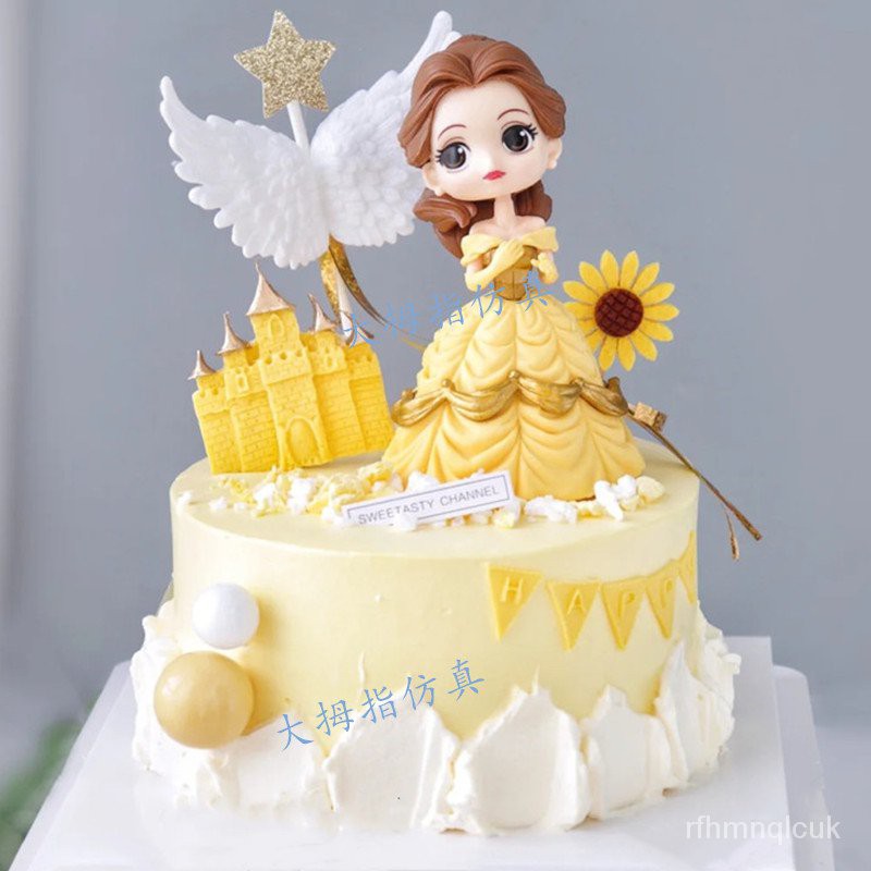 定製/仿真蛋糕/蛋糕模型/網紅新款貝爾公主生日蛋糕模型 冰雪奇緣愛莎公主仿真蛋糕 牧羊女