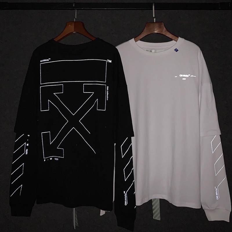 全新正品2020經典off White Ow Cut Off 長袖內藏短袖3m反光大學長tee 蝦皮購物