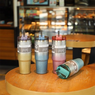 🔥現貨 新款漸變冰霸杯30oz汽車杯吸管杯彩金車載冷暖兩用保溫杯大容量漸變時尚流行便攜帶金閃冰霸杯隨行杯