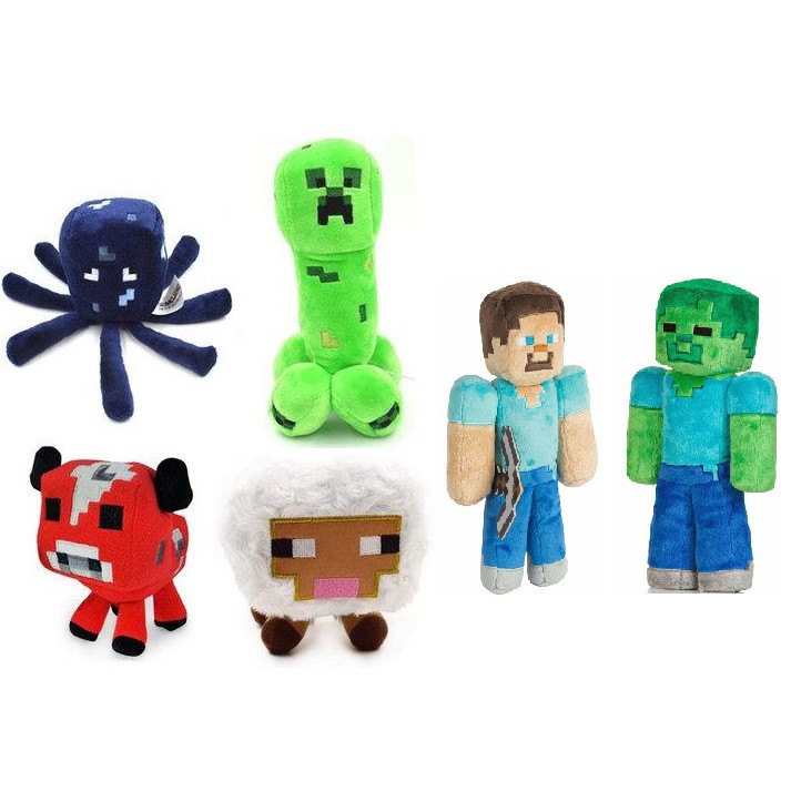 當個創世神minecraft 週邊麥塊苦力怕末影人紅色哞菇深藍八爪魚白色綿陽黃色豹貓公仔絨毛玩偶 蝦皮購物