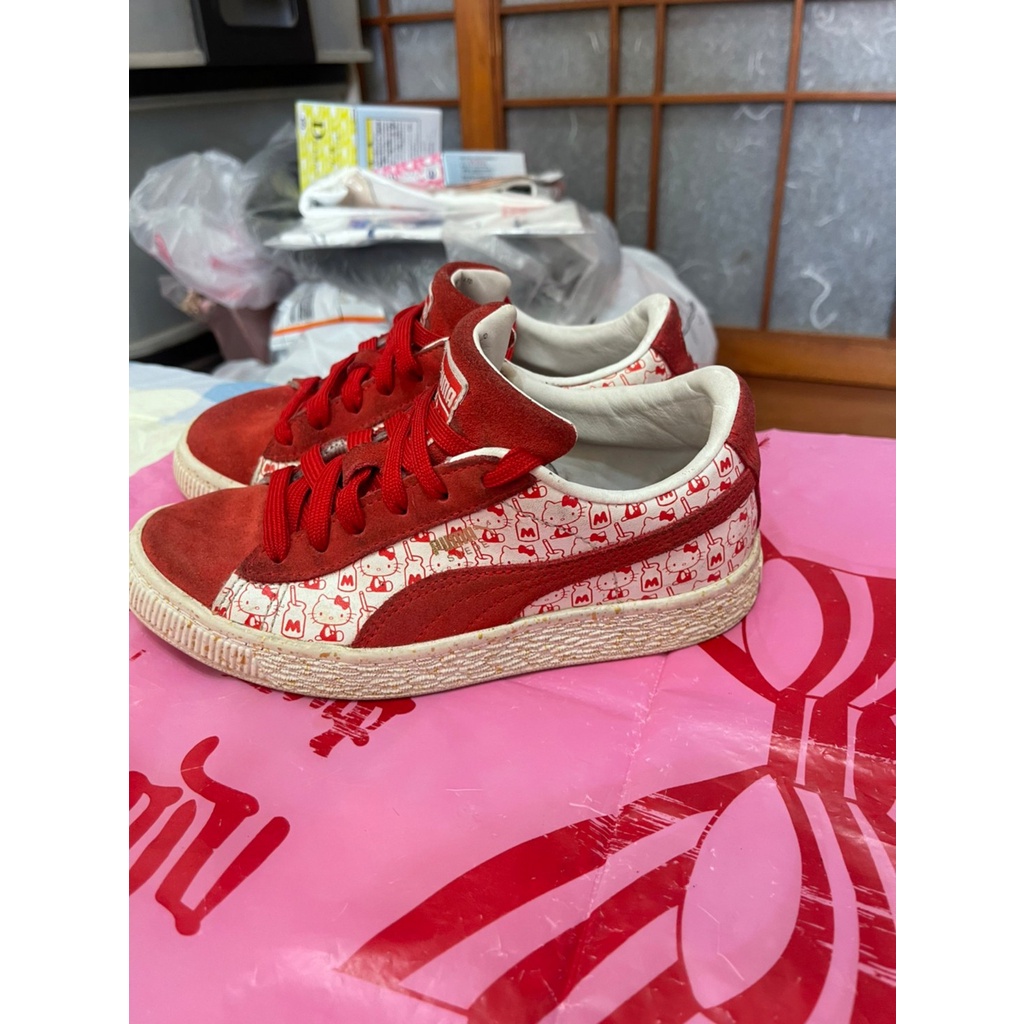 「 二手鞋 」 Puma x Hello Kitty 兒童休閒鞋 US2C（紅）99