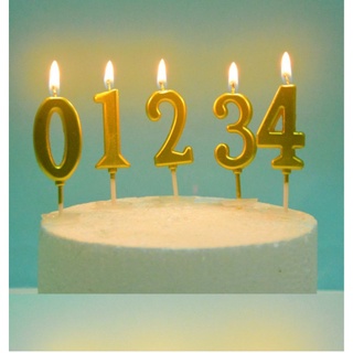 #臺灣現貨#金色數字蠟燭0-9數字生日蠟燭蛋糕裝飾外掛鍍金蠟燭pvc盒裝