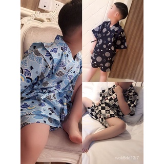 日單男孩子日式睡衣兒童小魚蜻蜓甚平和服短袖和尚服兩件套80-160 日本和服 和服浴衣NANA Studio