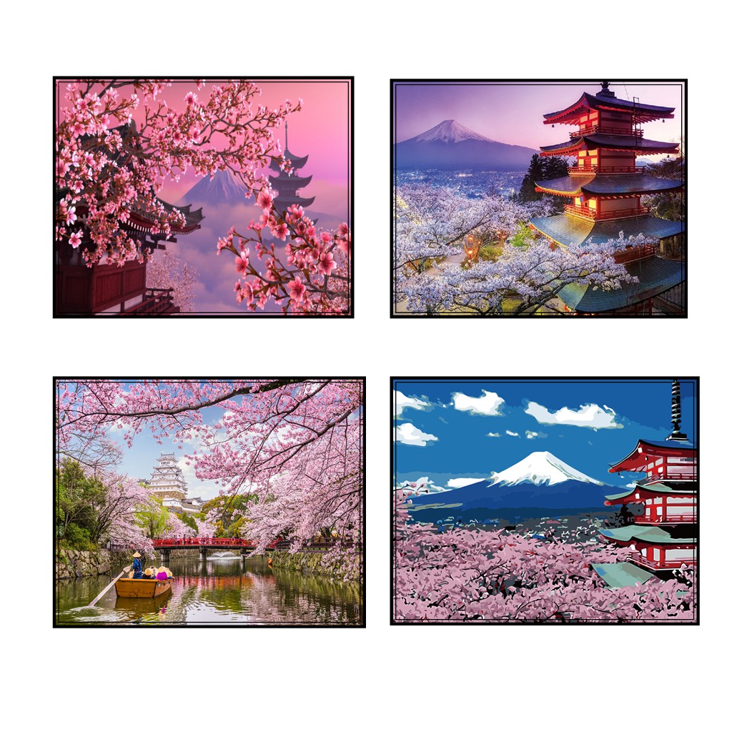 Diy油畫數字油畫40 50cm 客廳房間裝飾diy繪畫京都印象 蝦皮購物