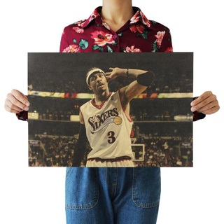 *蒙拉麗莎海報館* 艾弗森NBA籃球明星懷舊復古牛皮紙海報酒吧咖啡館裝飾畫