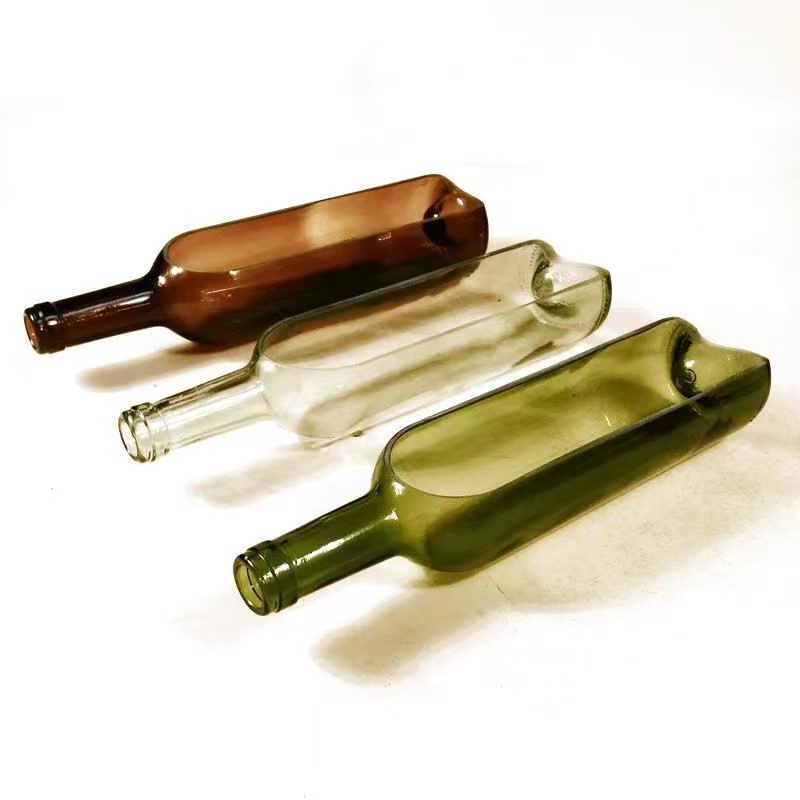 切割酒瓶花器 插花玻璃瓶 橫切玻璃紅酒瓶 DIY永生花酒瓶工藝品裝飾 創意花藝容器個性盛器裝飾器皿 懸浮酒瓶擺件