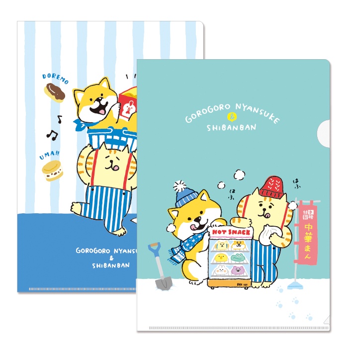 ［Comibe*］懶洋洋喵之助Nyansuke-日本製 貓之助&amp;微笑柴犬 A4資料夾(2入組) MIND WAVE
