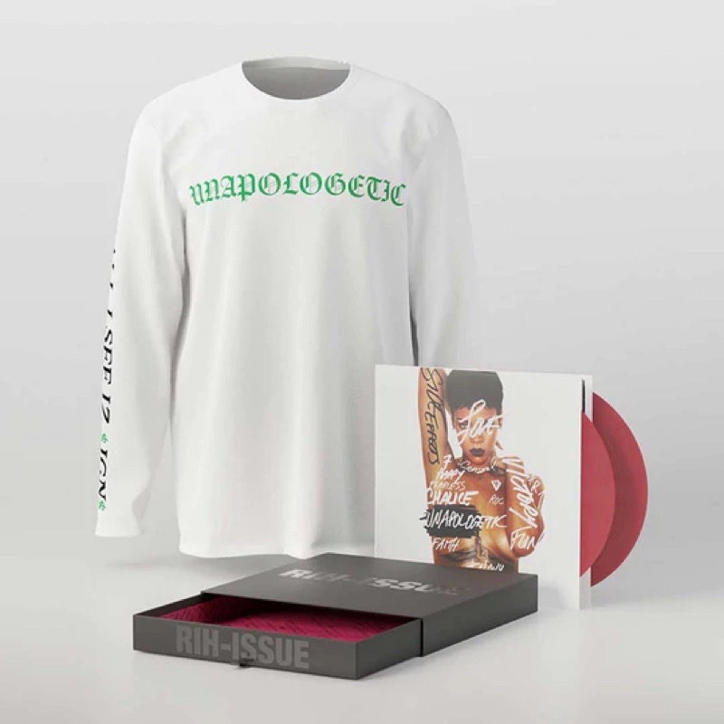 Rihanna ‘Unapologetic’ RIH-ISSUE 限量暗紅彩膠/長袖T恤盒裝Box Set[黑膠2LP]