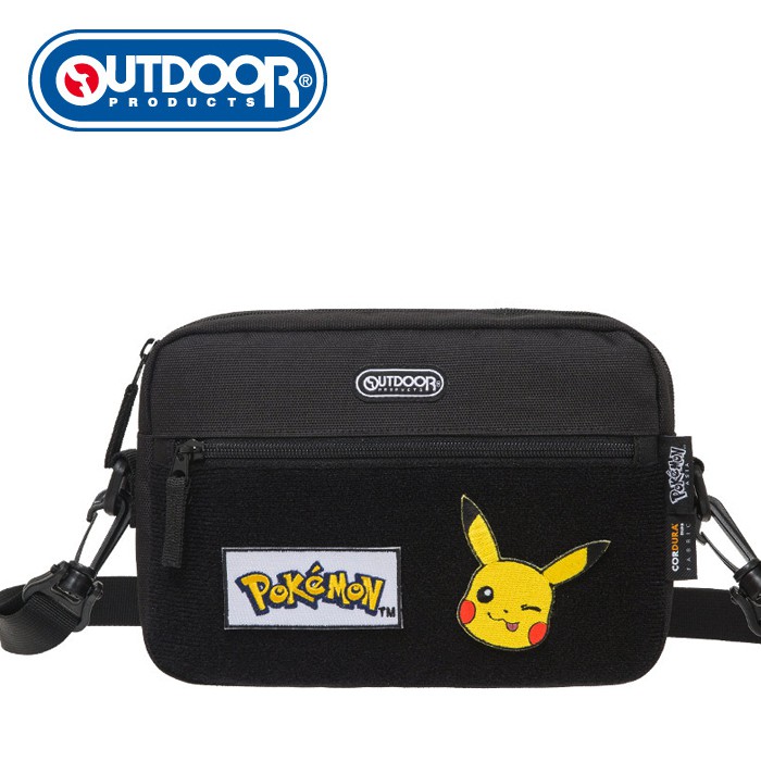 OUTDOOR Pokemon聯名款訓練家系列橫式側背包-黑色 ODGO20C05BK 側背包 斜背包