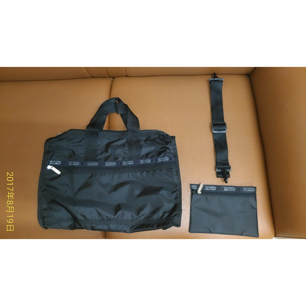 LeSportsac 黑色防潑水手提包 單肩包 旅行包  7185
