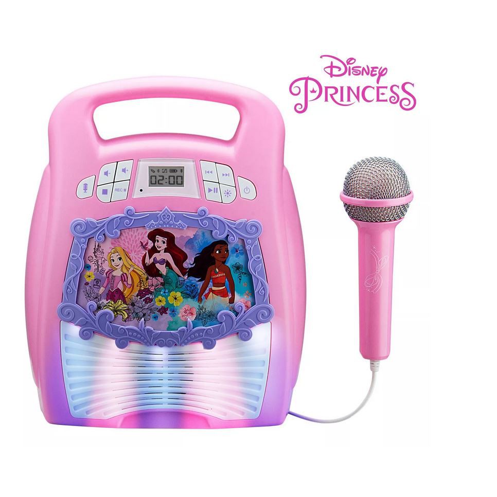 預購👍正版空運👍美國迪士尼 princess 公主 長髮公主藍牙便攜式 MP3 卡拉OK 機播放器  麥克風玩具 小美人