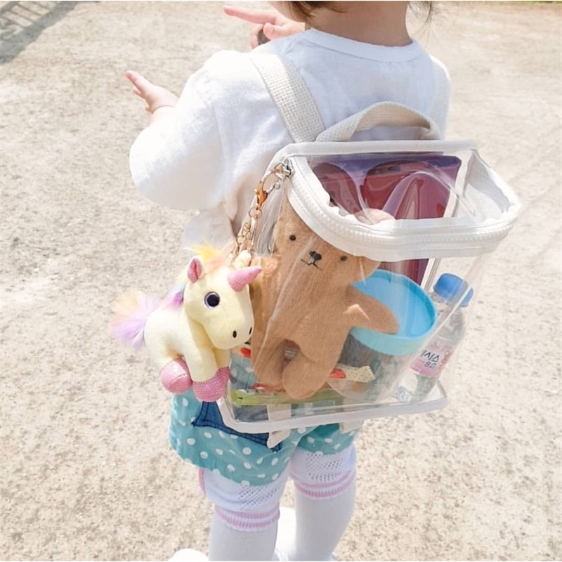 現貨 韓國同款透明包包 兒童包包 寶寶 男童 女童後背包 後背包 街拍戶外零食玩具收納包 背包沙灘包外出幼兒園包包