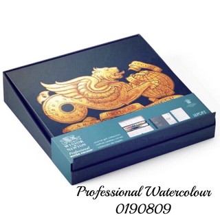 促銷 Winsor&newton 0190809 GIFT 溫莎牛頓 專家級12色 塊狀水彩 黑鐵盒 貂毛水彩筆 禮盒