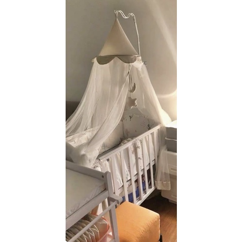 嬰兒床蚊帳(落地式支架/可調高度)_淺灰色