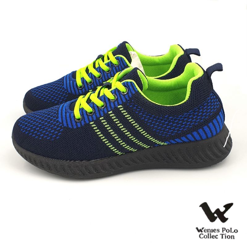 【米蘭鞋都】Wenies Polo (男) 飛織 透氣 休閒 運動鞋 耐磨 止滑 6277 藍綠 另有黑桔色
