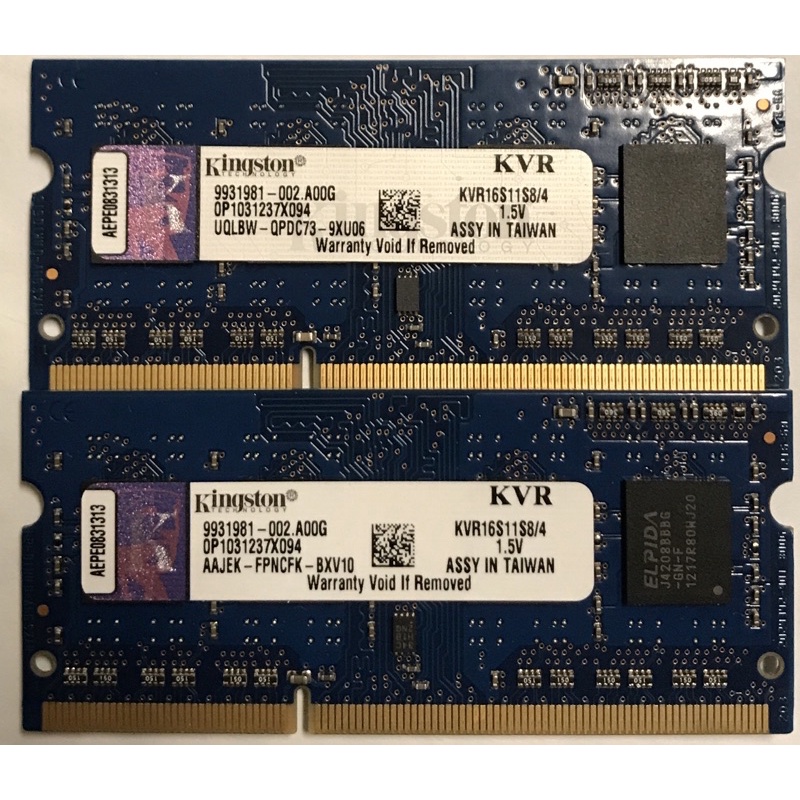 金士頓 終身保固 筆電記憶體 DDR3 1600 4g