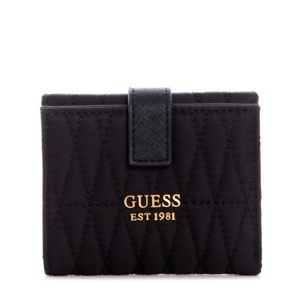 GUESS 絎縫三摺短夾 尼龍材質 皮夾 錢包 短夾 G86213 黑色(現貨)