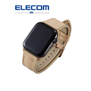 【日本ELECOM】純素皮革錶帶Apple Watch 45/44/42mm 淺褐色