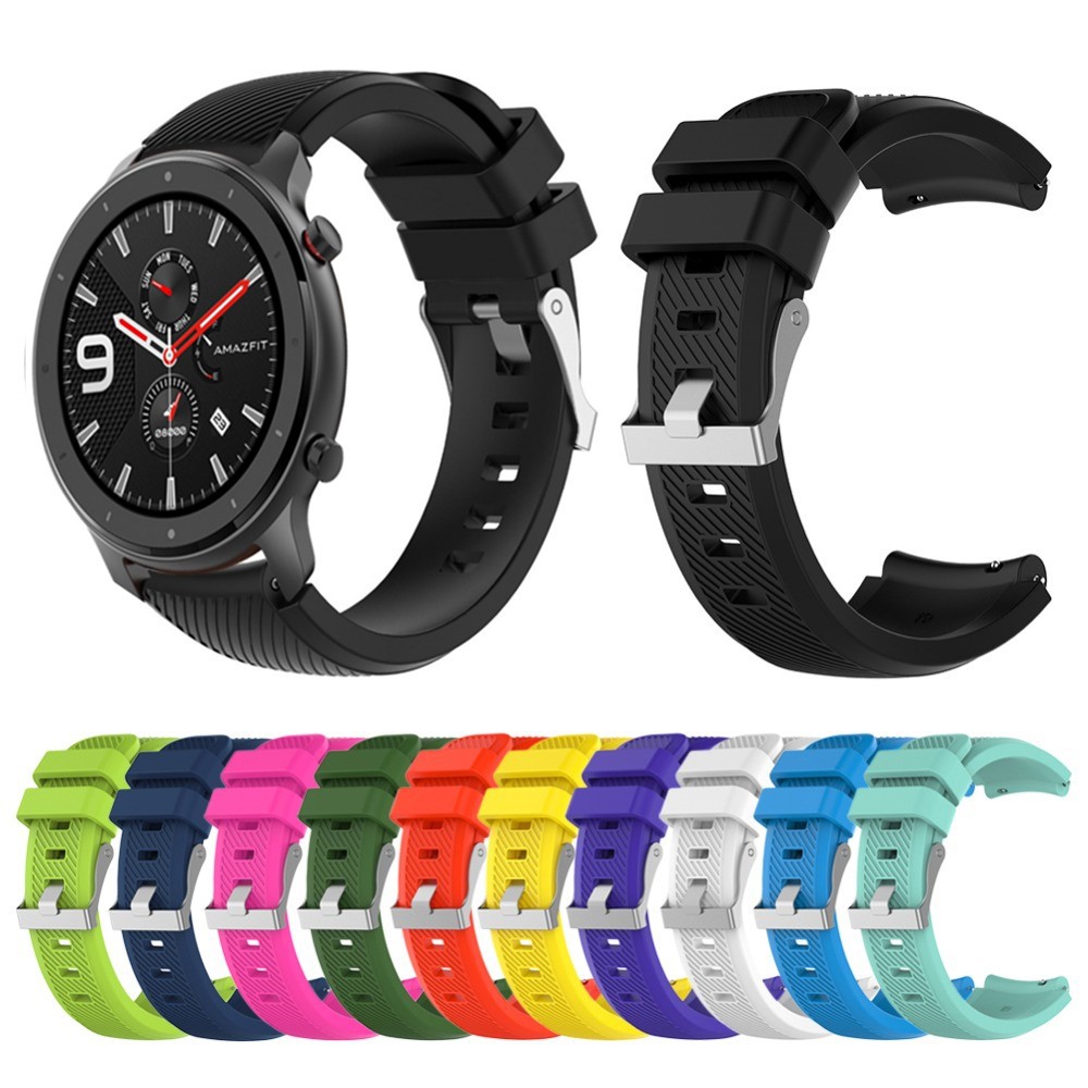 新品 華米手錶Amazfit GTR 22mm斜紋單色矽膠替換錶帶 適用於華米GTR47mm錶盤 小米智能手錶替換腕帶