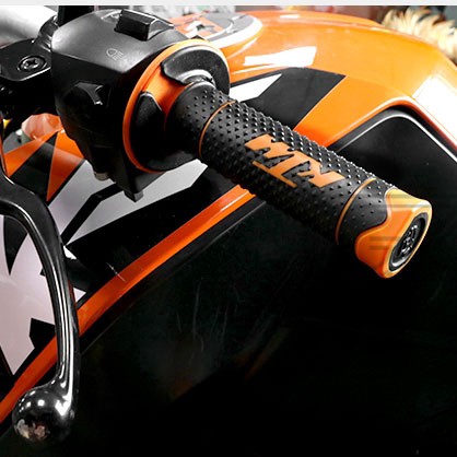 銷售!!適用於 KTM 125 200 390 22mm 摩托車把手把手橡膠條凝膠把手橙色