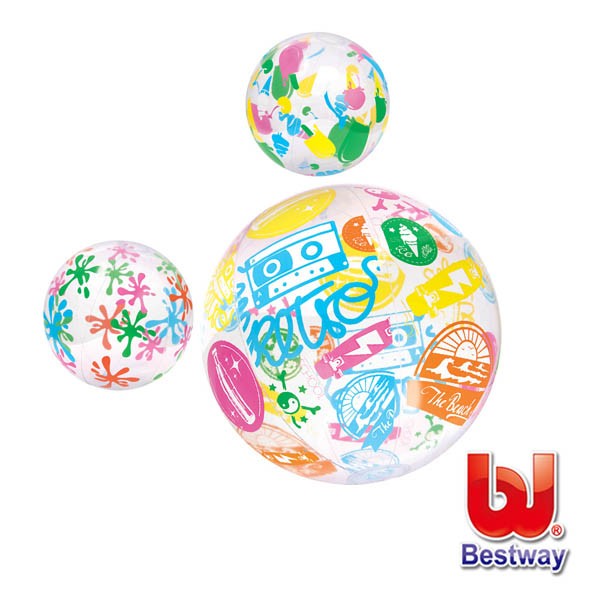 Bestway設計家充氣沙灘球/海灘球/水球-隨機出貨31001B-繽紛彩繪圖樣大人小孩都喜愛戲水的最佳玩伴