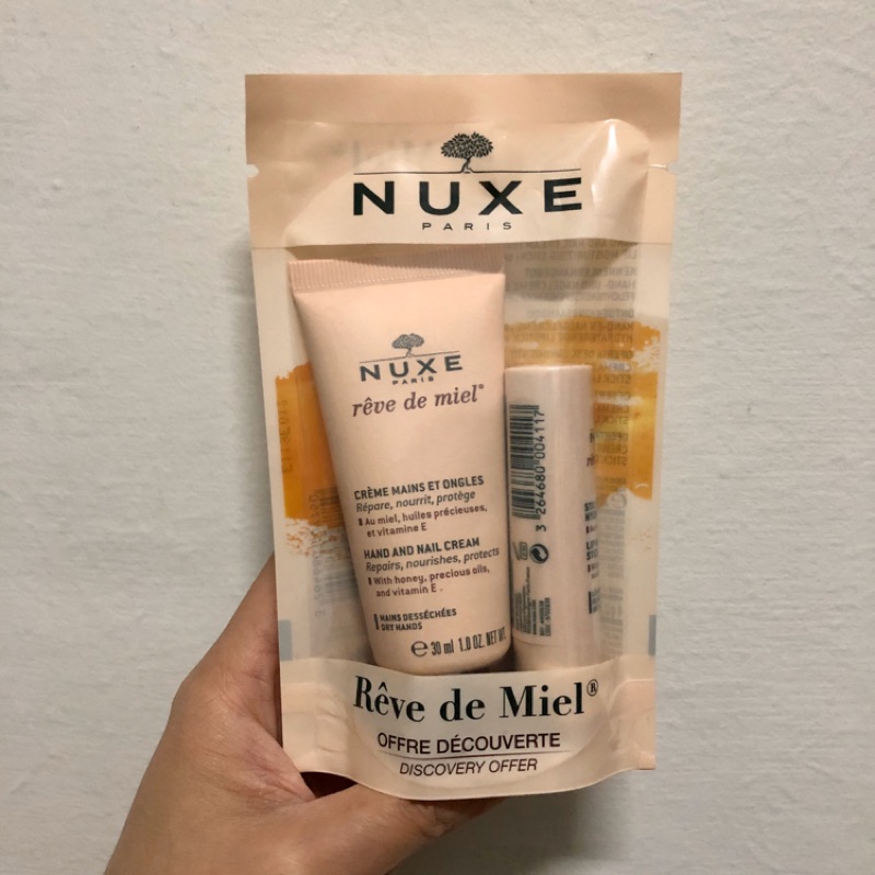 🇫🇷法國代購《只有一組》黎可詩NUXE 蜂蜜護手霜30ml+護唇膏4g 《隨身攜帶小套組》🎁