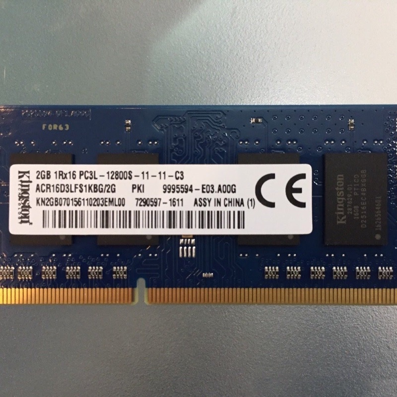 金士頓 KINGSTON DDR3 2GB PC3L-12800S