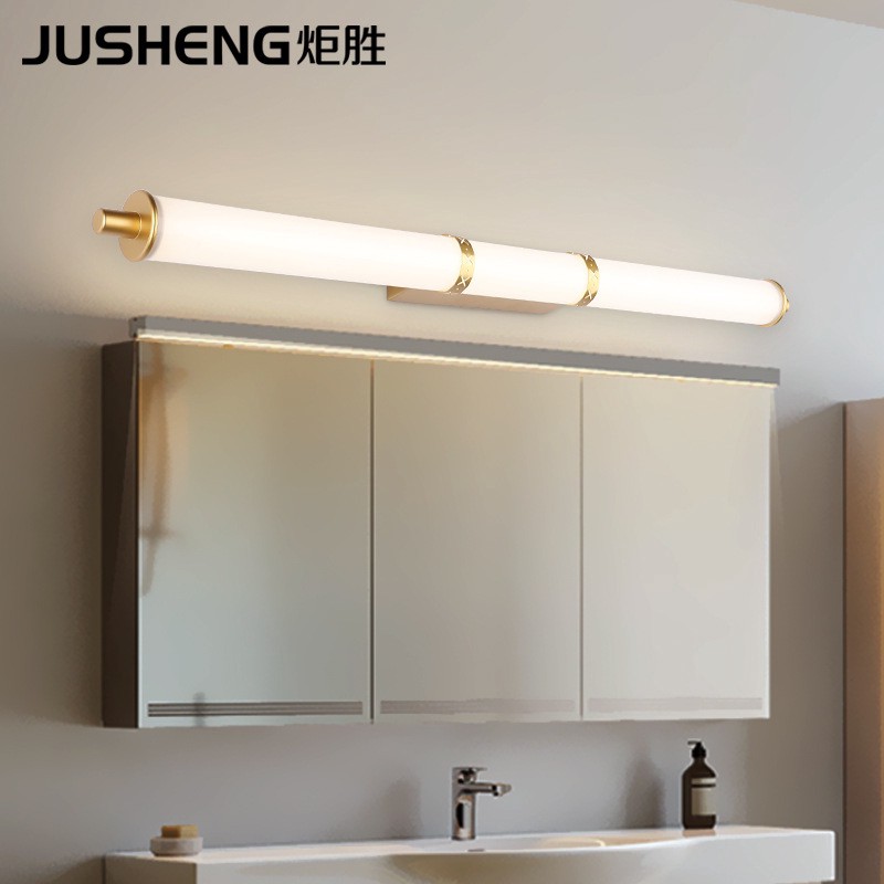 熱賣爆款簡約現代LED鏡前燈美式浴室燈 衛生間防潮金色鏡子燈直銷