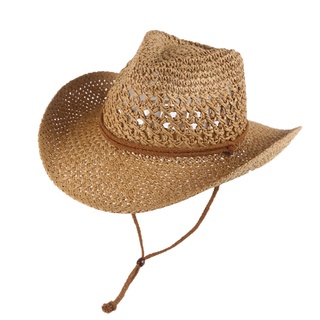 夏季戶外防曬草帽西部牛仔帽遮陽帽男女情侶海邊沙灘帽透氣太陽帽