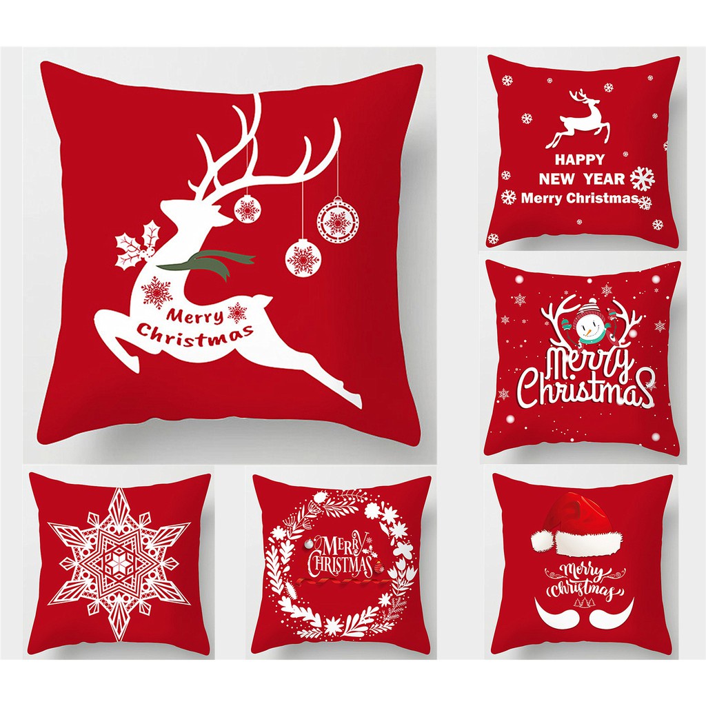 枕套紅色聖誕40x40 45x45 50x50 60x60 65x65 70x70聖誕抱枕套,新年家居裝飾枕。