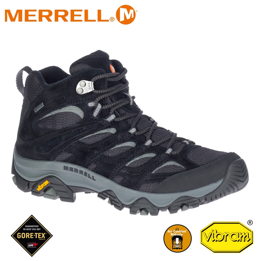 【MERRELL 美國 男 MOAB 3 MID GORE-TEX中筒登山鞋《黑》】ML036243/健走鞋