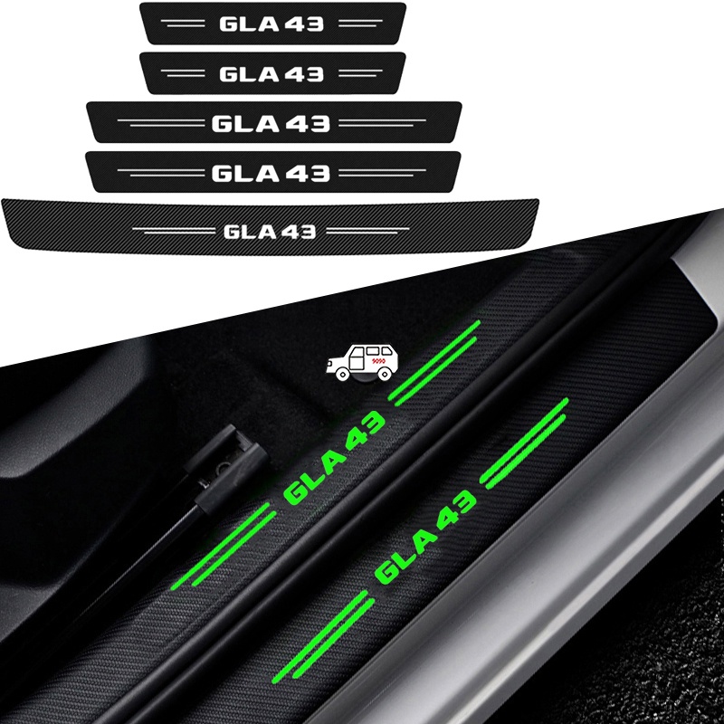 1pc / 4pcs / 5pcs 發光車門檻保護板貼花後備箱保險槓門檻貼紙, 用於奔馳 GLA43 Logo W222